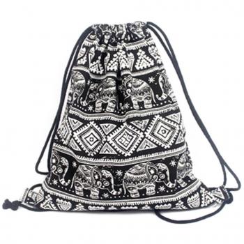 Hitop - Mochila de deporte, diseño geométrico, con cordel, color negro