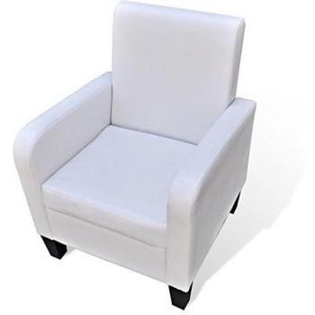 vidaXL Sillón de Salón Elegante de Madera y Cuero Artificial Blanco Asiento