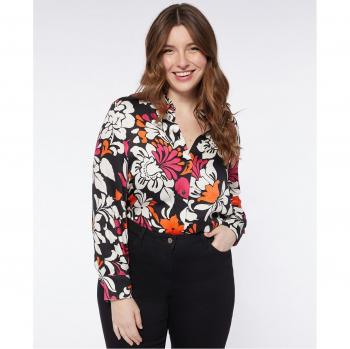 Camisa estampada de viscosa con diseño floral y manga larga
