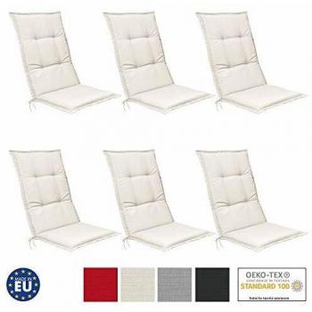 Set de 6 Cojines para Sillas de Exterior con Respaldo Alto, 120x50x6 cm, Antideslizantes y Resistentes a Rayos UV - Beautissu