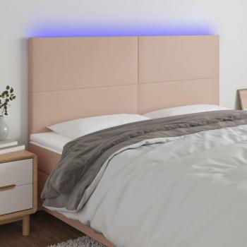 Cabecero LED Cappuccino 200x5x111/128 cm en cuero sintético con luces LED integradas