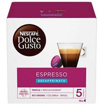 Nescafé Dolce Gusto Espresso Decaffeinato - Pack de 16 Cápsulas de Café