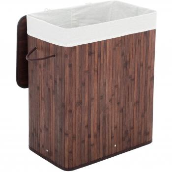 SONGMICS Cesto para ropa sucia Cesto para la colada ropa Forma rectangular Cubo para ropa sucia Capacidad de 100 L Bambú para la Colada Canasta para Lavandería Plegable LCB61Z