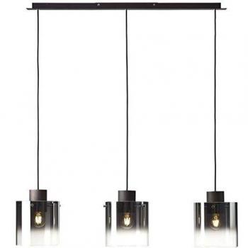 Lámpara colgante Beth 3 luces E27, vidrio ahumado y café, altura ajustable, compatible con LED