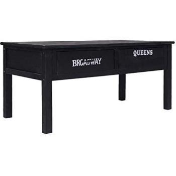 vidaXL Mesa Centro de Madera Mobiliario Decoración Hogar Interiores Moderna Elegante Práctica Versátil Duradera Robusta Resistente Negra 100x50x45cm