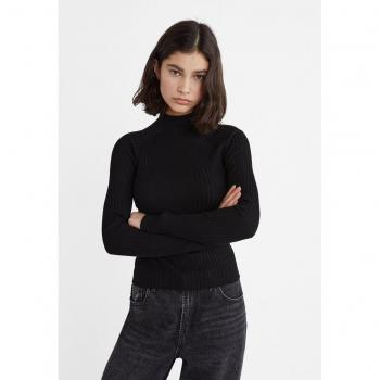 Stradivarius Ribbed Black Mock Turtleneck Sweater XL