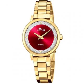 Lotus Trendy 18893/2 Reloj para Mujer de Acero Inoxidable Dorado con Esfera Roja