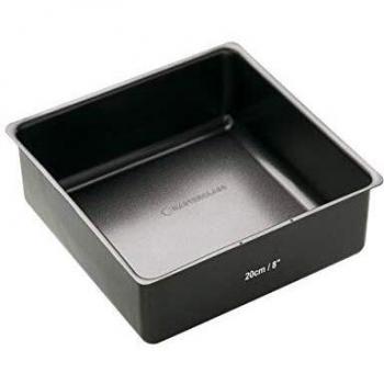 Kitchencraft Master Class Molde Cuadrado para reposteria con Base Suelta, Acero, Negro, 21.8x24x8.2 cm