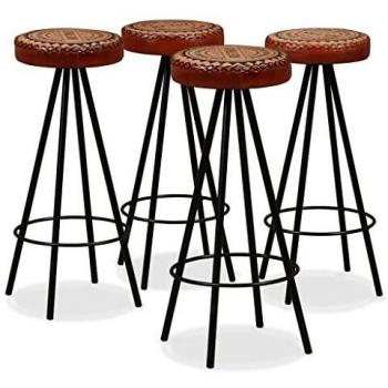 4-Piece Real Leather Bar Stools Set
