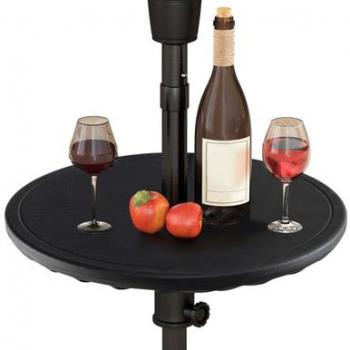 20-Inch Round Outdoor Umbrella Table with 1.5-Inch Hole for All-Weather Use