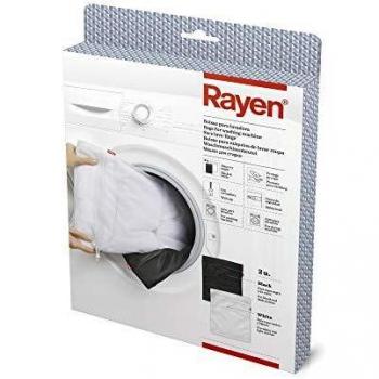 Rayen | Bolsas para Lavadora y secadora | Protegen su ropa | Con cremallera | Con cierre de seguridad | Blanco y Negro | 50 x 40 cm | Contiene 2 Bolsas para lavadora