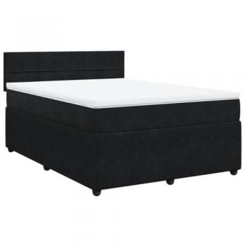 Cama box spring con colchón terciopelo negro 160x200 cm Vidaxl Negro