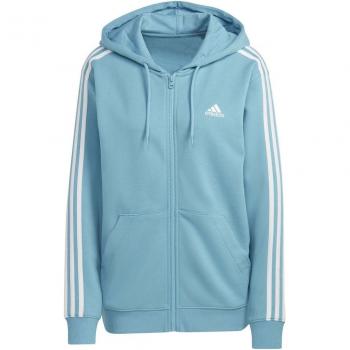 Sudadera W 3S FT FZ R adidas - Chaqueta deportiva de mujer en azul y blanco