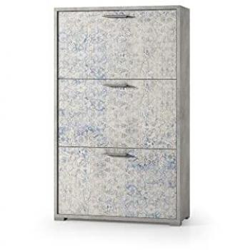Mueble Zapatero Efecto Hormigón de 3 Puertas con Doble Fondo
