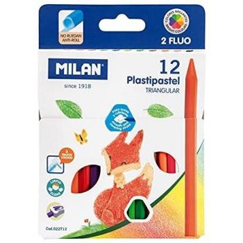 Caja 12 Plastipastel triangulares contiene 2 colores fluo