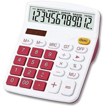Mengshen Calculadora Sobremesa Batería Solar de Doble Potencia, 12 dígitos Pantalla LCD Grande Calculadora Financiera Calculadora Comercial de función estándar para Oficina/hogar/Escuela