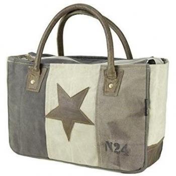 Bolso de compra señora Sunsa Vintage Bolso de hombro bolso de mano hecho de tela / tela con cuero 51622