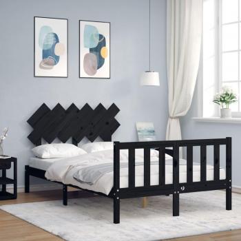 Estructura de cama con cabecero de madera maciza negra 120x200 cm vidaXL