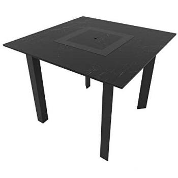 Mesa de jardín para 4 personas 90 x 90 x 75 cm - Efecto mármol negro - Color negro
