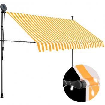 vidaXL Manual Retractable Awning with LED 250 cm White and Orange