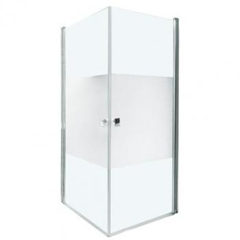 Mampara de Baño Angular Frisco 90x194,5cm - Vidrio Templado Esmerilado - Acabados Cromados - Instalación Reversible