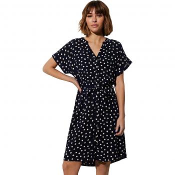 Vestido de playa corto estampado de lunares y plumeti con detalle de lazo marino