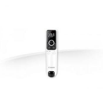 Presentador Profesional Inalámbrico Canon PR100-R con Láser Rojo Doble, Pantalla Retroiluminada y Alcance de 15 Metros - Blanco