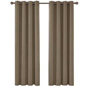 Cortinas Salon Modernas Termicas Aislantes Dormitorio Decoración Ventanas para Habitacion con Ojales 140 x 200 cm Caqui