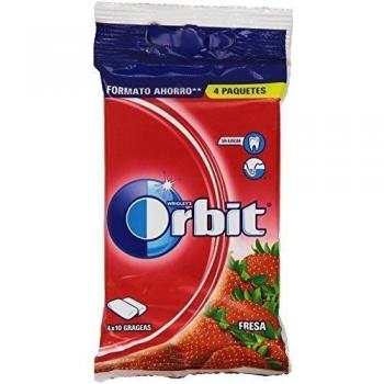 Orbit Chicle sin Azúcar con Sabor A Fresa, Pack de 4 x 10 Unidades