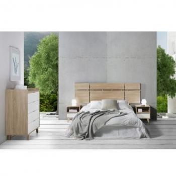 Cabecero de Cama Serie Nórdica 2154 Topkit, Medida 239 Cm, Color Roble/Blanco, Diseño Moderno