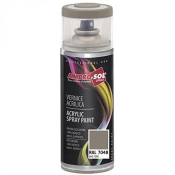 Spray acrílico gris musgo RAL 7048, 400 ml, AMBROSOL - Pintura acrílica en spray, color Gris Musgo Perlado, resultado profesional en múltiples superficies, exteriores e interiores