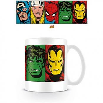 Marvel MG23443 8 x 11,5 x 9,5 cm Retro Caras Taza de cerámica, Multi-Color