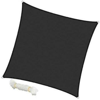 Vela de Sombra Cuadrada 5x5 m Antracita HDPE con Protección UV y Cables Tensores - Parasol Resistente a Intemperie y Agua