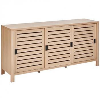 Aparador Minimalista de Madera Clara con 3 Puertas Correderas y Frentes Listados Randa