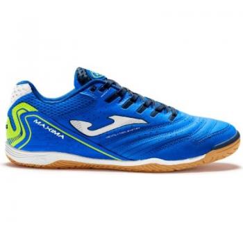 Zapatillas de fútbol sala Joma Maxs 2304 In para hombre, color azul con detalles en verde flúor