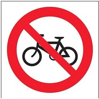 vsafety 51014 AF-S prohibición Logo Sign, autoadhesivo, no ciclismo, cuadrado, 100 mm x 100 mm), color negro, rojo