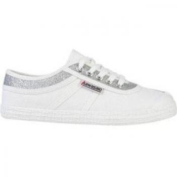 Zapatillas de Lona con Purpurina Kawasaki en color blanco y plateado