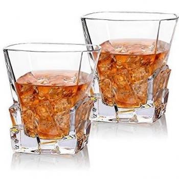 Cooko Vasos de Whisky Cristal, Jarra de whisky , Accesorios de vino para Whisky, Cóctel, Bourbon, Jugo, Juego de 2