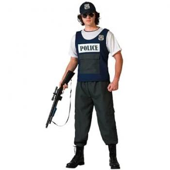 Disfraz de Policía Atosa para Hombre y Mujer, incluye gorra, chaleco azul, talla XL
