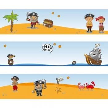 Orla Wandkings Piratas en busca del tesoro Longitud: 450 cm, autoadhesiva, para el cuarto de los niños