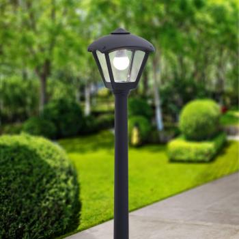 Bolardo luminoso Fumagalli Giaffa/Dario, negro, cubierta transparente, E27 CCT