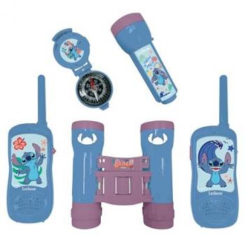Set de Aventura Disney Stitch con Walkie-talkies hasta 120m, Prismáticos, Linterna y Brújula