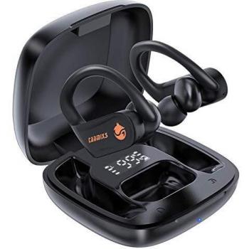 CanMixs Auriculares Inalámbricos Bluetooth 5.0 Sonido Estéreo In Ear Auriculares Bluetooth Deportivos con Micrófono Digital Display Estuche de Carga para Correr, Gimnasio, Deporte, iOS y Android