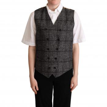 Dolce & Gabbana Gray Wool Leopard Print Waistcoat Vest - IT40|S, Female, Size: XS
