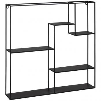 Estantería cubo de metal negra con 5 estantes, dimensiones 70x13x70 cm