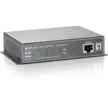 Switch Gigabit Ethernet PoE LevelOne GEP-0520 de 5 Puertos (4 Puertos PoE, 61.6W)