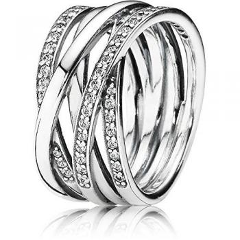 Anillo Entrelazado de Plata de Ley con Zirconia Cúbica - Talla 48