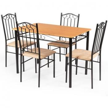 Costway 5-Piece Dining Set - Wood Dining Set with Table and 4 Chairs in Black