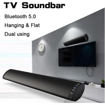Altavoz inalámbrico de barra de sonido FM Bluetooth 5.0, 20W, sistema de sonido envolvente estéreo montado en la pared