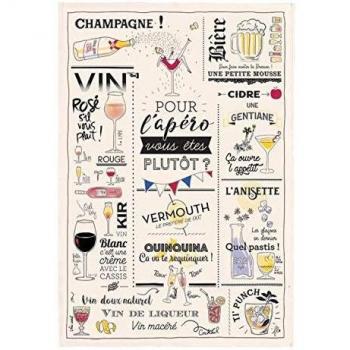 Paño de cocina Winkler 100% algodón Ecru 48 x 72 cm para Verres y Apéros